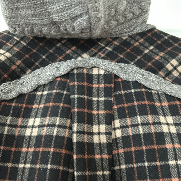 Anthro Moth Derry Plaid & Cable Knit Zip Front Hoodie Sweater/Jacket - Picture 9 of 14